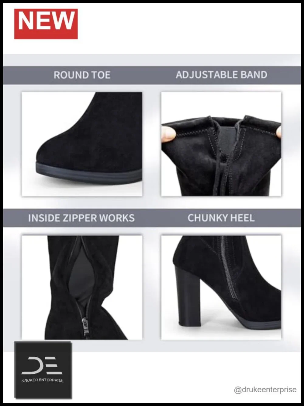 Women's Suede Thigh High Tall Chunky Platform Over The Knee Boots